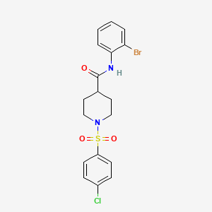 molecular formula C18H18BrClN2O3S B3562017 N-(2-bromophenyl)-1-[(4-chlorophenyl)sulfonyl]-4-piperidinecarboxamide 