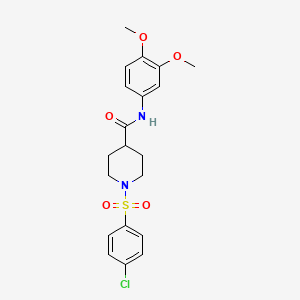 molecular formula C20H23ClN2O5S B3562029 1-(4-Chlorobenzenesulfonyl)-N-(3,4-dimethoxyphenyl)piperidine-4-carboxamide 