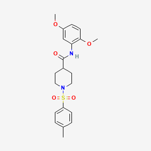 molecular formula C21H26N2O5S B3562062 N-(2,5-Dimethoxyphenyl)-1-(4-methylbenzenesulfonyl)piperidine-4-carboxamide 