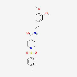 molecular formula C23H30N2O5S B3562083 N-[2-(3,4-DIMETHOXYPHENYL)ETHYL]-1-(4-METHYLBENZENESULFONYL)PIPERIDINE-4-CARBOXAMIDE 