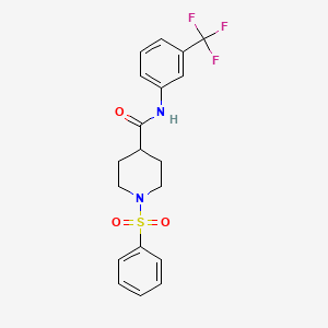 molecular formula C19H19F3N2O3S B3562089 1-(phenylsulfonyl)-N-[3-(trifluoromethyl)phenyl]-4-piperidinecarboxamide 