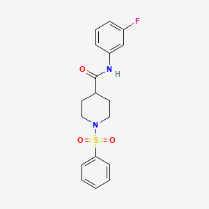 molecular formula C18H19FN2O3S B3562097 N-(3-fluorophenyl)-1-(phenylsulfonyl)-4-piperidinecarboxamide 