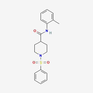 molecular formula C19H22N2O3S B3562113 N-(2-methylphenyl)-1-(phenylsulfonyl)-4-piperidinecarboxamide 