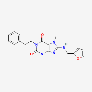 molecular formula C20H21N5O3 B3562124 8-[(2-furylmethyl)amino]-3,7-dimethyl-1-(2-phenylethyl)-3,7-dihydro-1H-purine-2,6-dione 