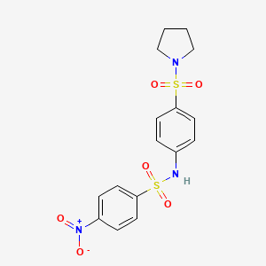 molecular formula C16H17N3O6S2 B3562129 4-NITRO-N-[4-(1-PYRROLIDINYLSULFONYL)PHENYL]-1-BENZENESULFONAMIDE 