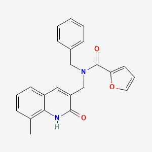 molecular formula C23H20N2O3 B3562215 N-benzyl-N-[(2-hydroxy-8-methyl-3-quinolinyl)methyl]-2-furamide 