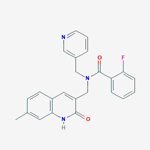 molecular formula C24H20FN3O2 B3562226 2-fluoro-N-[(2-hydroxy-7-methyl-3-quinolinyl)methyl]-N-(3-pyridinylmethyl)benzamide 