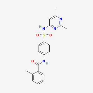 molecular formula C20H20N4O3S B3562252 N-(4-{[(2,6-dimethyl-4-pyrimidinyl)amino]sulfonyl}phenyl)-2-methylbenzamide 