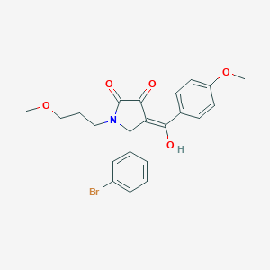 molecular formula C22H22BrNO5 B356229 (4E)-5-(3-bromophenyl)-4-[hydroxy-(4-methoxyphenyl)methylidene]-1-(3-methoxypropyl)pyrrolidine-2,3-dione CAS No. 433322-47-5
