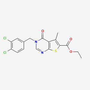 molecular formula C17H14Cl2N2O3S B3562346 ethyl 3-(3,4-dichlorobenzyl)-5-methyl-4-oxo-3,4-dihydrothieno[2,3-d]pyrimidine-6-carboxylate 