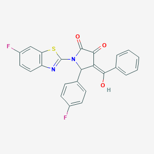 molecular formula C24H14F2N2O3S B356235 (4E)-1-(6-fluoro-1,3-benzothiazol-2-yl)-5-(4-fluorophenyl)-4-[hydroxy(phenyl)methylidene]pyrrolidine-2,3-dione CAS No. 514189-85-6