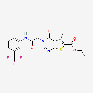 molecular formula C19H16F3N3O4S B3562354 Ethyl 5-methyl-4-oxo-3-[2-oxo-2-[3-(trifluoromethyl)anilino]ethyl]thieno[2,3-d]pyrimidine-6-carboxylate 