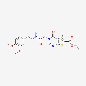 molecular formula C22H25N3O6S B3562359 ethyl 3-(2-{[2-(3,4-dimethoxyphenyl)ethyl]amino}-2-oxoethyl)-5-methyl-4-oxo-3,4-dihydrothieno[2,3-d]pyrimidine-6-carboxylate 