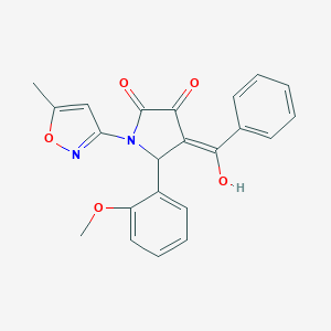 molecular formula C22H18N2O5 B356244 (4E)-4-[hydroxy(phenyl)methylidene]-5-(2-methoxyphenyl)-1-(5-methyl-1,2-oxazol-3-yl)pyrrolidine-2,3-dione CAS No. 618873-72-6