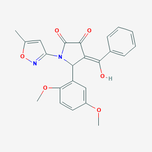molecular formula C23H20N2O6 B356246 (4E)-5-(2,5-dimethoxyphenyl)-4-[hydroxy(phenyl)methylidene]-1-(5-methyl-1,2-oxazol-3-yl)pyrrolidine-2,3-dione CAS No. 618873-90-8