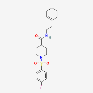 molecular formula C20H27FN2O3S B3562465 N-[2-(cyclohex-1-en-1-yl)ethyl]-1-[(4-fluorophenyl)sulfonyl]piperidine-4-carboxamide 