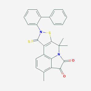 molecular formula C27H20N2O2S2 B356247 9-(biphenyl-2-yl)-3,7,7-trimethyl-10-thioxo-9,10-dihydro-7H-pyrrolo[3,2,1-ij][1,2]thiazolo[5,4-c]quinoline-4,5-dione CAS No. 650592-91-9
