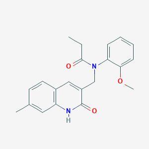 molecular formula C21H22N2O3 B3562477 N-[(2-hydroxy-7-methyl-3-quinolinyl)methyl]-N-(2-methoxyphenyl)propanamide 