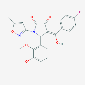 molecular formula C23H19FN2O6 B356250 5-(2,3-dimethoxyphenyl)-4-(4-fluorobenzoyl)-3-hydroxy-1-(5-methylisoxazol-3-yl)-1H-pyrrol-2(5H)-one CAS No. 618875-22-2