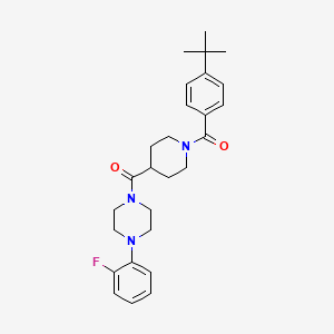 molecular formula C27H34FN3O2 B3562528 1-{[1-(4-tert-butylbenzoyl)-4-piperidinyl]carbonyl}-4-(2-fluorophenyl)piperazine 