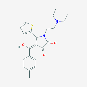 molecular formula C22H26N2O3S B356256 (E)-[1-[2-(diethylazaniumyl)ethyl]-4,5-dioxo-2-thiophen-2-ylpyrrolidin-3-ylidene]-(4-methylphenyl)methanolate CAS No. 615275-78-0