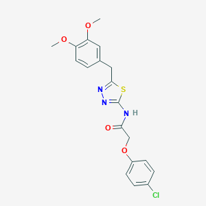 molecular formula C19H18ClN3O4S B356263 2-(4-chlorophenoxy)-N-[5-(3,4-dimethoxybenzyl)-1,3,4-thiadiazol-2-yl]acetamide CAS No. 600149-76-6