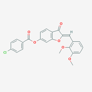 molecular formula C24H17ClO6 B356266 2-(2,3-Dimethoxybenzylidene)-3-oxo-2,3-dihydro-1-benzofuran-6-yl 4-chlorobenzoate CAS No. 622365-95-1