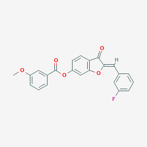 molecular formula C23H15FO5 B356267 2-(3-Fluorobenzylidene)-3-oxo-2,3-dihydro-1-benzofuran-6-yl 3-methoxybenzoate CAS No. 622789-07-5