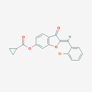 molecular formula C19H13BrO4 B356268 (Z)-2-(2-bromobenzylidene)-3-oxo-2,3-dihydrobenzofuran-6-yl cyclopropanecarboxylate CAS No. 622799-10-4