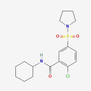 molecular formula C17H23ClN2O3S B3562688 2-chloro-N-cyclohexyl-5-(1-pyrrolidinylsulfonyl)benzamide 