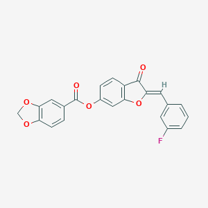 molecular formula C23H13FO6 B356271 2-(3-Fluorobenzylidene)-3-oxo-2,3-dihydro-1-benzofuran-6-yl 1,3-benzodioxole-5-carboxylate CAS No. 622800-66-2