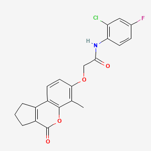 molecular formula C21H17ClFNO4 B3562729 N-(2-chloro-4-fluorophenyl)-2-[(6-methyl-4-oxo-1,2,3,4-tetrahydrocyclopenta[c]chromen-7-yl)oxy]acetamide 