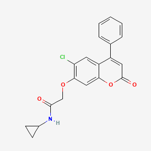 molecular formula C20H16ClNO4 B3562745 2-(6-chloro-2-oxo-4-phenylchromen-7-yl)oxy-N-cyclopropylacetamide 