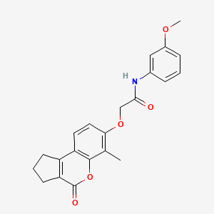 molecular formula C22H21NO5 B3562752 N-(3-methoxyphenyl)-2-[(6-methyl-4-oxo-1,2,3,4-tetrahydrocyclopenta[c]chromen-7-yl)oxy]acetamide 