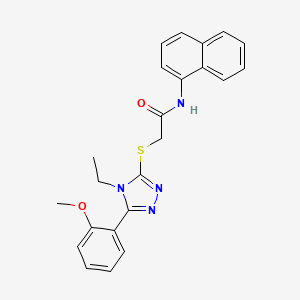 molecular formula C23H22N4O2S B3562818 2-{[4-ethyl-5-(2-methoxyphenyl)-4H-1,2,4-triazol-3-yl]thio}-N-1-naphthylacetamide 