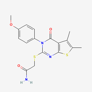 molecular formula C17H17N3O3S2 B3562828 2-[3-(4-Methoxyphenyl)-5,6-dimethyl-4-oxothieno[2,3-d]pyrimidin-2-yl]sulfanylacetamide 