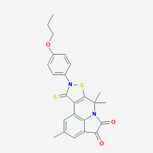 molecular formula C24H22N2O3S2 B356283 2,7,7-trimethyl-9-(4-propoxyphenyl)-10-thioxo-9,10-dihydro-7H-isothiazolo[5,4-c]pyrrolo[3,2,1-ij]quinoline-4,5-dione CAS No. 669747-59-5