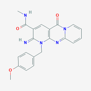 molecular formula C21H19N5O3 B356288 2-imino-1-(4-methoxybenzyl)-N-methyl-5-oxo-1,5-dihydro-2H-dipyrido[1,2-a:2,3-d]pyrimidine-3-carboxamide CAS No. 628274-86-2