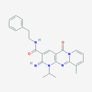 molecular formula C24H25N5O2 B3562893 2-imino-1-isopropyl-10-methyl-5-oxo-N-(2-phenylethyl)-1,5-dihydro-2H-dipyrido[1,2-a:2',3'-d]pyrimidine-3-carboxamide CAS No. 607385-41-1