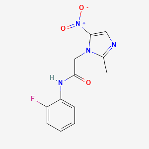 molecular formula C12H11FN4O3 B3562918 N-(2-fluorophenyl)-2-(2-methyl-5-nitro-1H-imidazol-1-yl)acetamide 