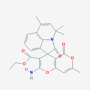 molecular formula C25H24N2O6 B356295 ethyl 2-amino-4',4',6',7-tetramethyl-2',5-dioxo-4'H,5H-spiro[pyrano[4,3-b]pyran-4,1'-pyrrolo[3,2,1-ij]quinoline]-3-carboxylate CAS No. 669719-41-9