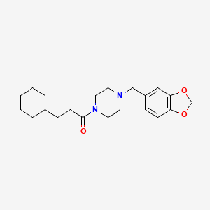 1-(1,3-benzodioxol-5-ylmethyl)-4-(3-cyclohexylpropanoyl)piperazine