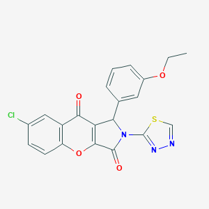 molecular formula C21H14ClN3O4S B356298 7-Chloro-1-(3-ethoxyphenyl)-2-(1,3,4-thiadiazol-2-yl)-1,2-dihydrochromeno[2,3-c]pyrrole-3,9-dione CAS No. 632309-04-7