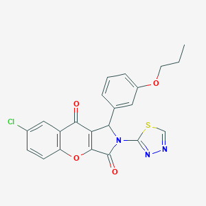 molecular formula C22H16ClN3O4S B356299 7-Chloro-1-(3-propoxyphenyl)-2-(1,3,4-thiadiazol-2-yl)-1,2-dihydrochromeno[2,3-c]pyrrole-3,9-dione CAS No. 632308-98-6