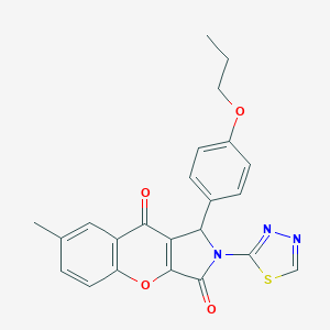 molecular formula C23H19N3O4S B356300 7-Methyl-1-(4-propoxyphenyl)-2-(1,3,4-thiadiazol-2-yl)-1,2-dihydrochromeno[2,3-c]pyrrole-3,9-dione CAS No. 632307-58-5
