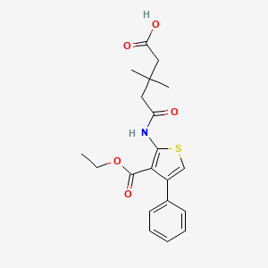 molecular formula C20H23NO5S B3563048 5-{[3-(ethoxycarbonyl)-4-phenyl-2-thienyl]amino}-3,3-dimethyl-5-oxopentanoic acid 