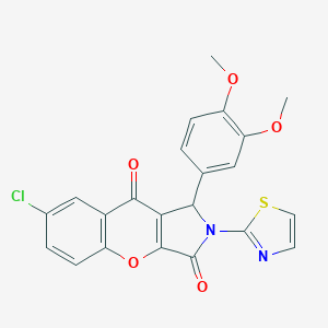 molecular formula C22H15ClN2O5S B356305 7-Chloro-1-(3,4-dimethoxyphenyl)-2-(1,3-thiazol-2-yl)-1,2-dihydrochromeno[2,3-c]pyrrole-3,9-dione CAS No. 634564-93-5