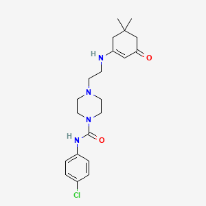 molecular formula C21H29ClN4O2 B3563058 N-(4-chlorophenyl)-4-{2-[(5,5-dimethyl-3-oxo-1-cyclohexen-1-yl)amino]ethyl}-1-piperazinecarboxamide 