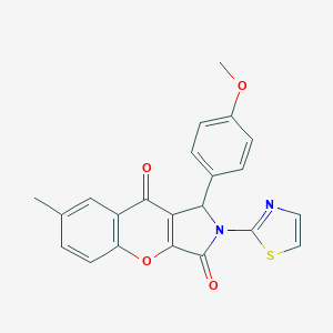 molecular formula C22H16N2O4S B356307 1-(4-Methoxyphenyl)-7-methyl-2-(1,3-thiazol-2-yl)-1,2-dihydrochromeno[2,3-c]pyrrole-3,9-dione CAS No. 632317-58-9