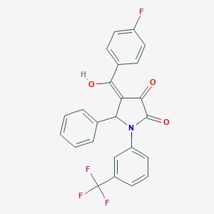 molecular formula C24H15F4NO3 B356309 4-(4-fluorobenzoyl)-3-hydroxy-5-phenyl-1-[3-(trifluoromethyl)phenyl]-1,5-dihydro-2H-pyrrol-2-one CAS No. 488122-55-0